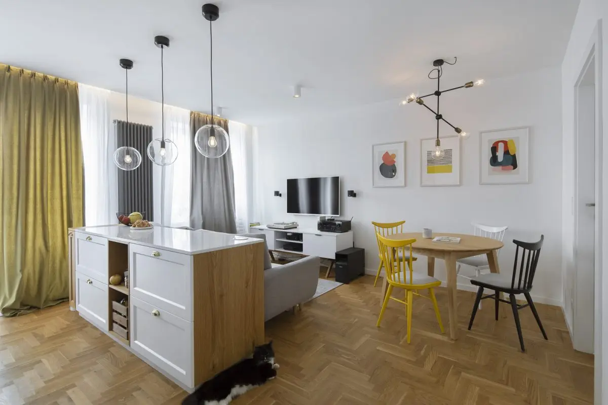 Kuchnia otwarta na mały salon | proj. Madama