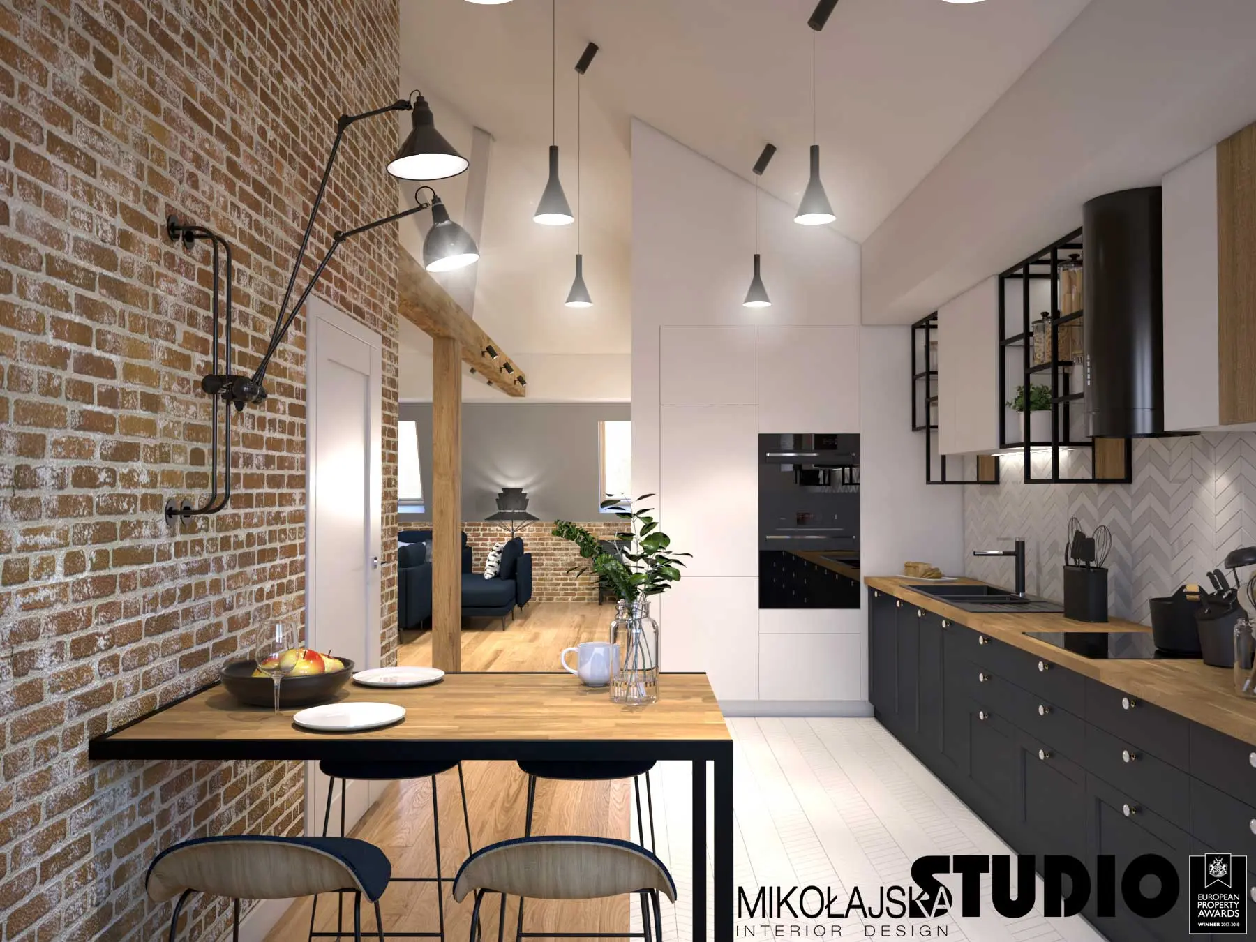 Kuchnia na strychu | Projekt Mikołajska Studio