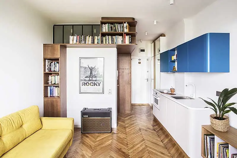 Małe 18 metrowe mieszkanie z charakterem | Projekt pracowni Schudy Studio