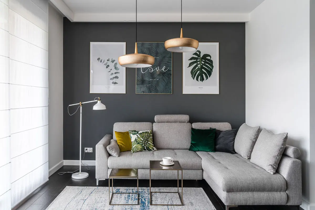 Elementy urban jungle w salonie | proj. Anna Maria Sokołowska, zdj. Fotomohito