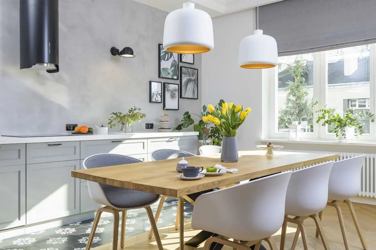 Szara kuchnia z jadalnią | proj. EG Projekt