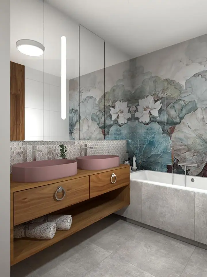 Pomysł na łazienkę z tapetą