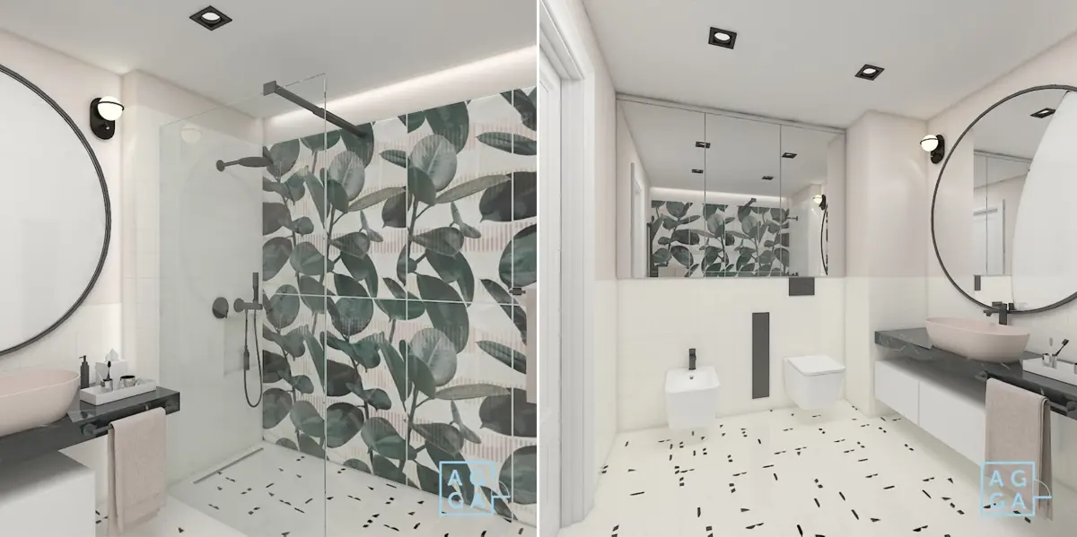 Minimalistyczne wnętrze z motywem egzotycznym. | Projekt: AGGA Agnieszka Gajkowska Projektowanie Wnętrz