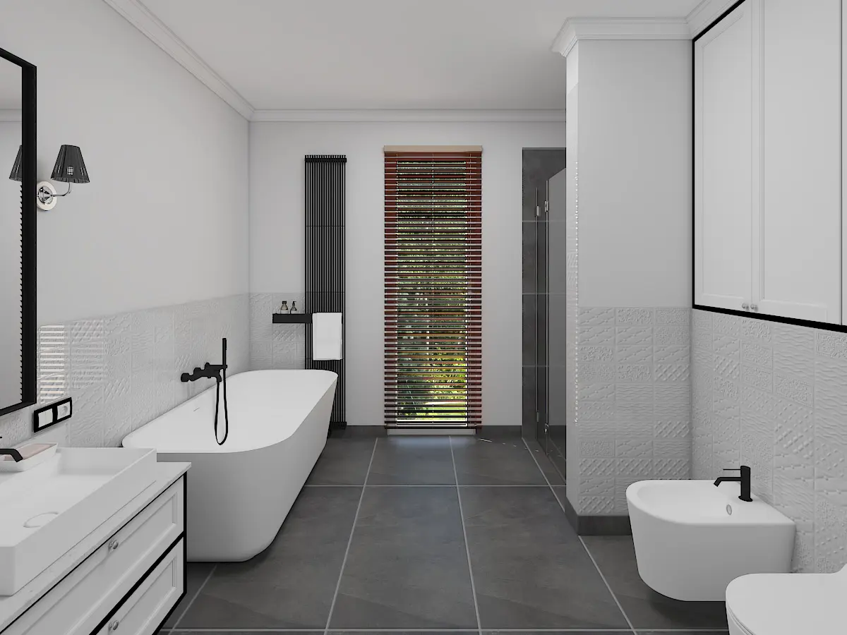 Wyposażenie marki HushLab w łazience (proj. Agnieszka Gajkowska)