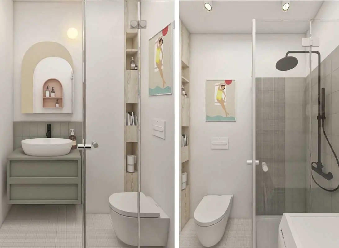 Mięta w łazience. | Projekt: Joanna Osajda – Osajda Studio Architektura Wnętrz