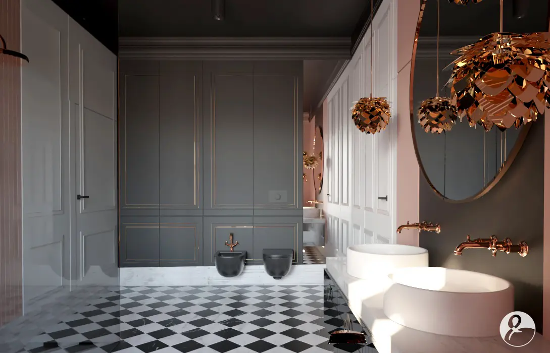 Projekt łazienki Anna Koszela-Krawczyk wyposażenie łazienki Hushlab | Internity Home