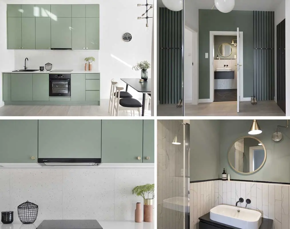 Różne odcienie mięty w mieszkaniu zaprojektowanym przez Studio LOKO (zdjęcie: Magdalena Płoszaj).