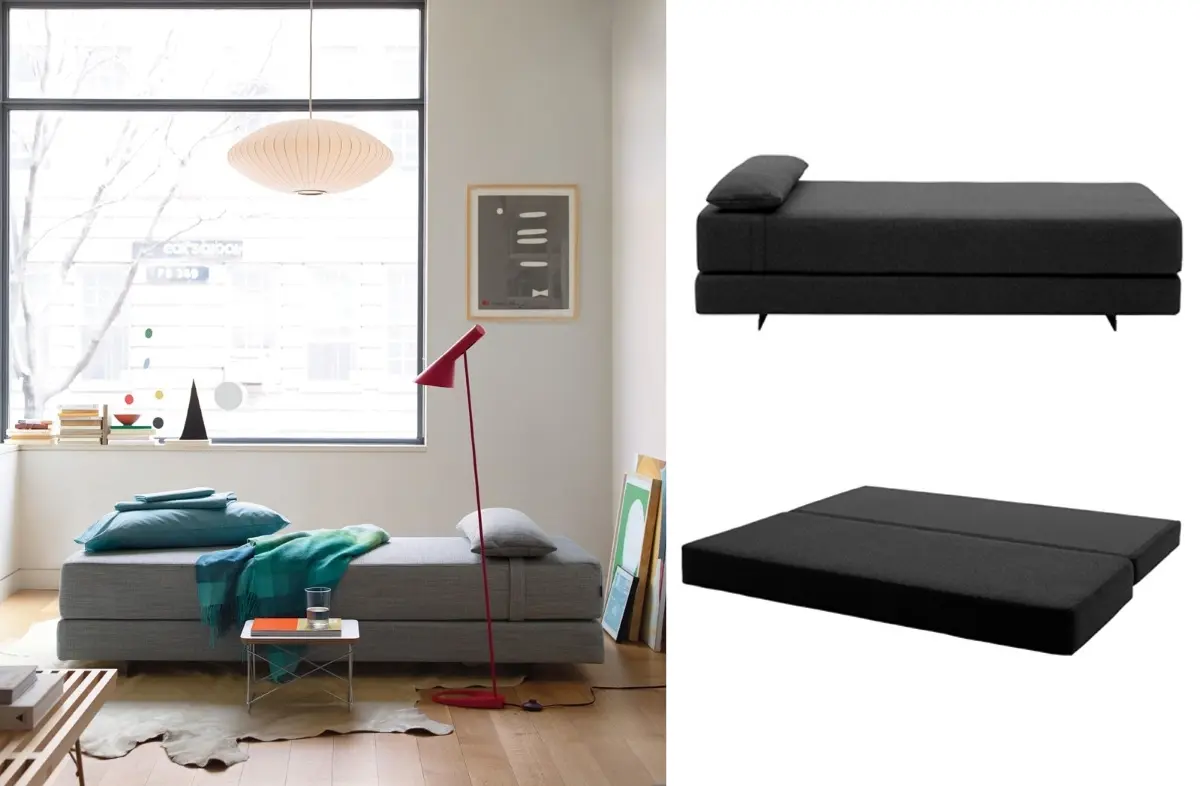 Sofa Duet marki Softline, łączy w sobie funkcje leżanki, pojedynczego i podwójnego łóżka.