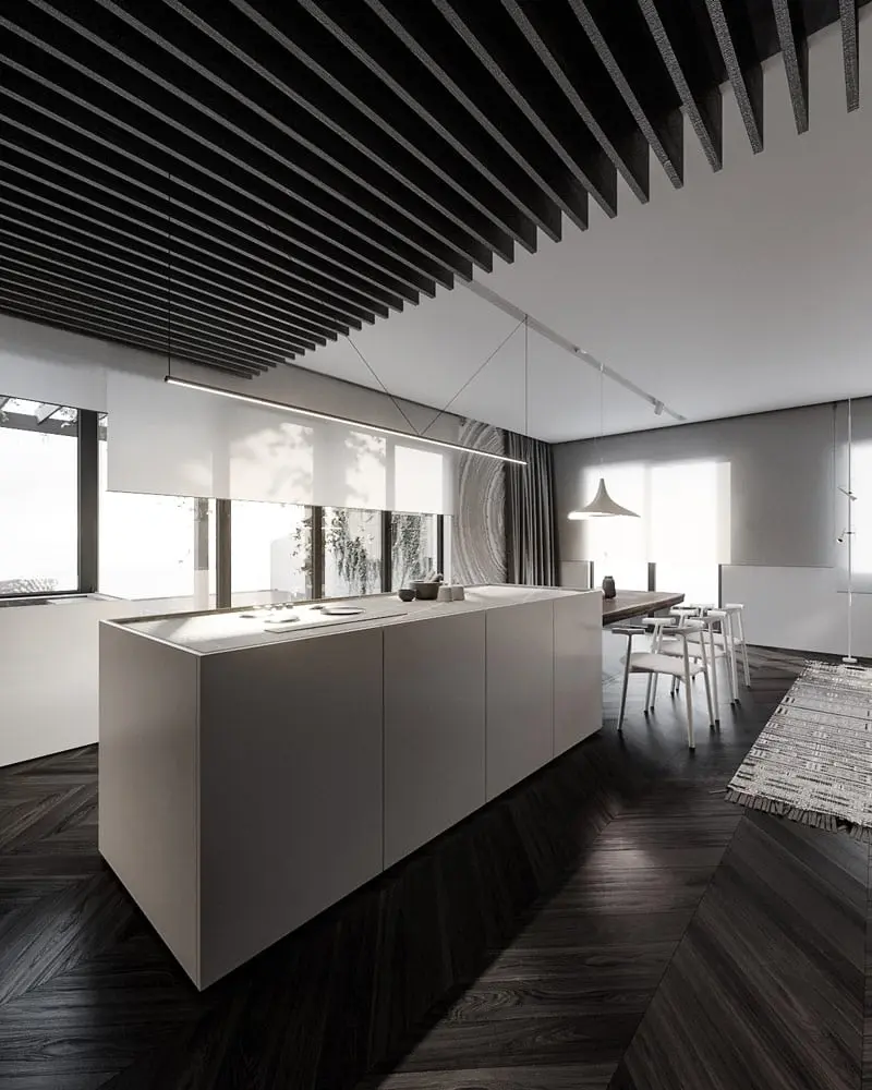 Nowoczesna kompozycja form i faktur w projekcie Hilight Design