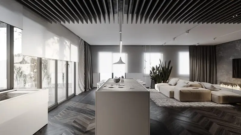 Nowoczesna kompozycja form i faktur w projekcie Hilight Design