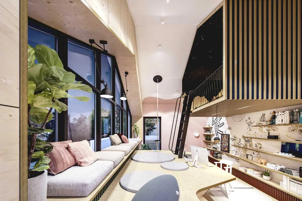 Wyjątkowy pokój dla dziewczynki z oprawami Miss Flexy. | Projekt: Zarysy – Jan Sekuła