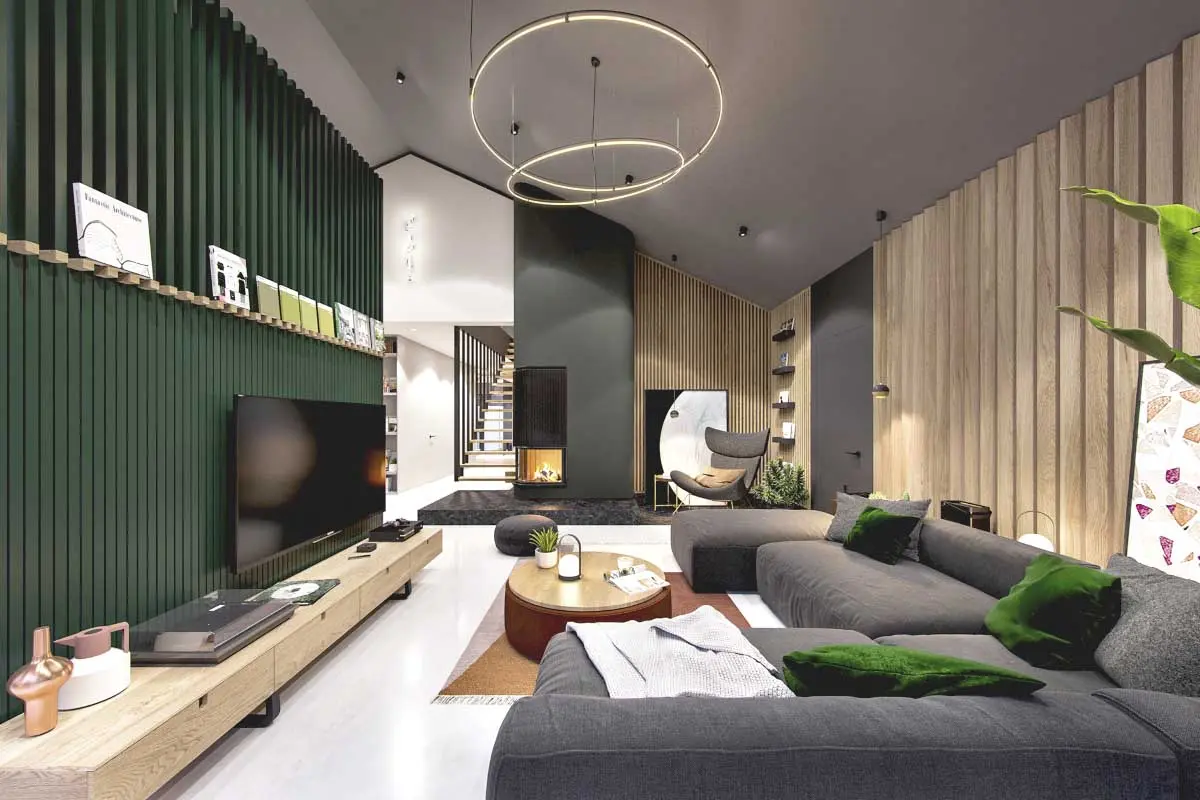 Nowoczesny i luksusowy dom oświetlany przez Miss Flexy. | Projekt: Zarysy – Jan Sekuła