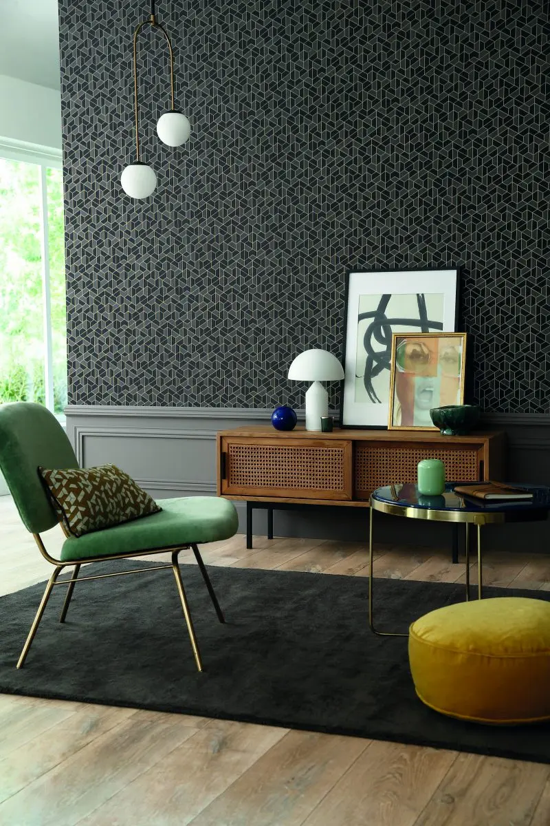 Tapeta marki Casamance w projekcie salonu