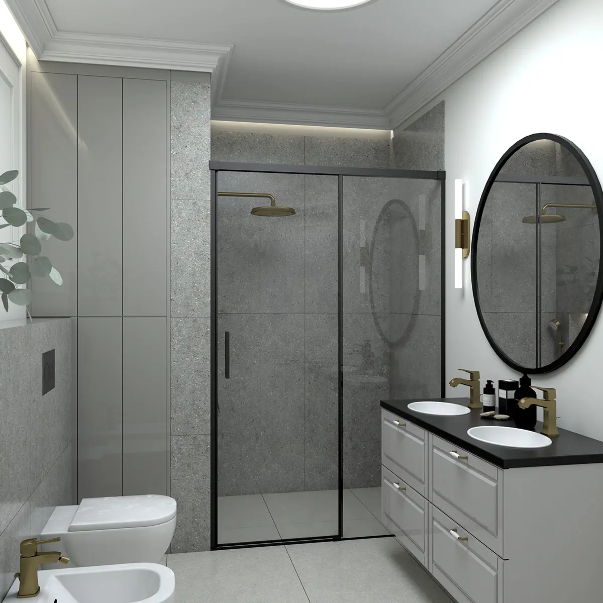 Płytki z kolekcji Solid marki Soloss w projekcie łazienki | proj. Magdalena Białek Mada Design