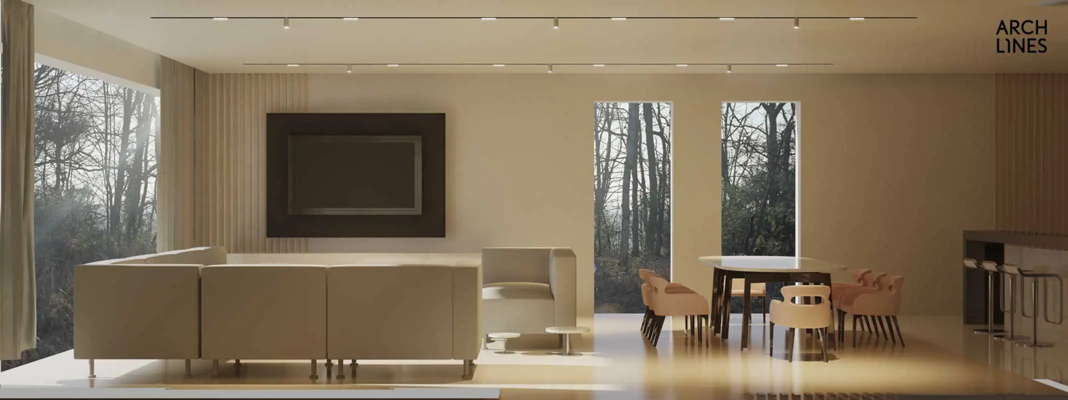 SALON dzień projekt oświetlenia Internity Home