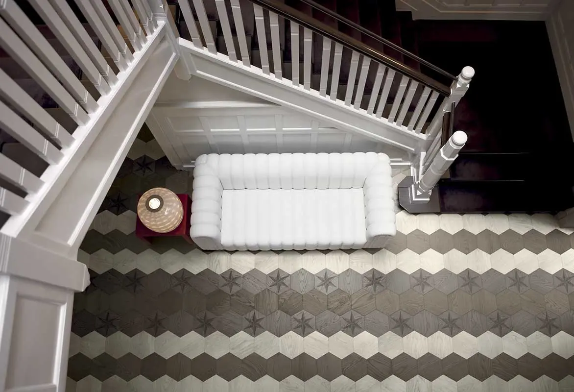 Drewniana podłoga heksagonalna Bisazza dostępne w Internity Home