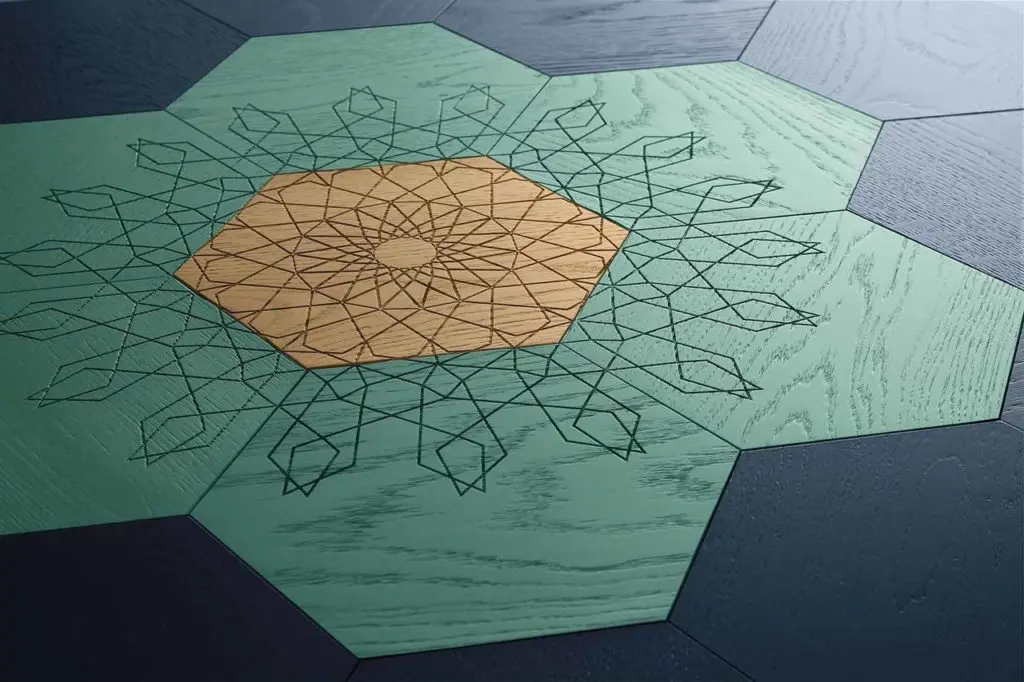 Drewniana podłoga heksagonalna Bisazza dostępne w Internity Home