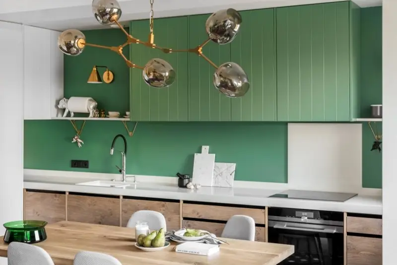 Fronty kuchenne w kolorze mięty. | Proj. Finch Studio