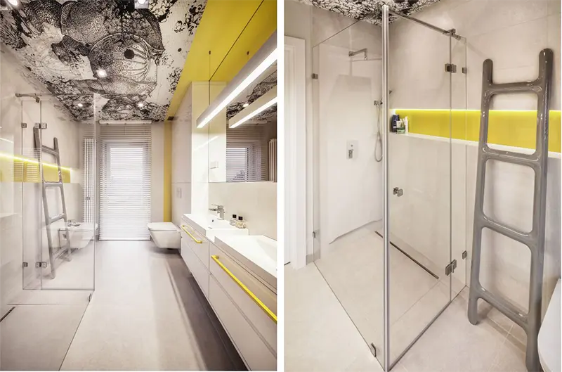 Sufit z tapetą <a href="https://internityhome.pl/produkt/sciany-i-podlogi/tapety/67406/tapeta-wunderkammer-wall-deco/" target="_blank" rel="noopener noreferrer">Wall&amp;Deco</a>. | Proj.: KK-Architekci