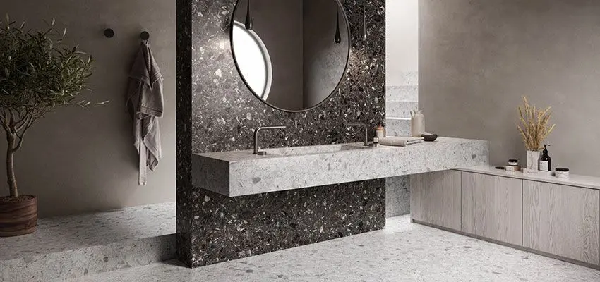 Blat i umywalka wykonane ze spieków.