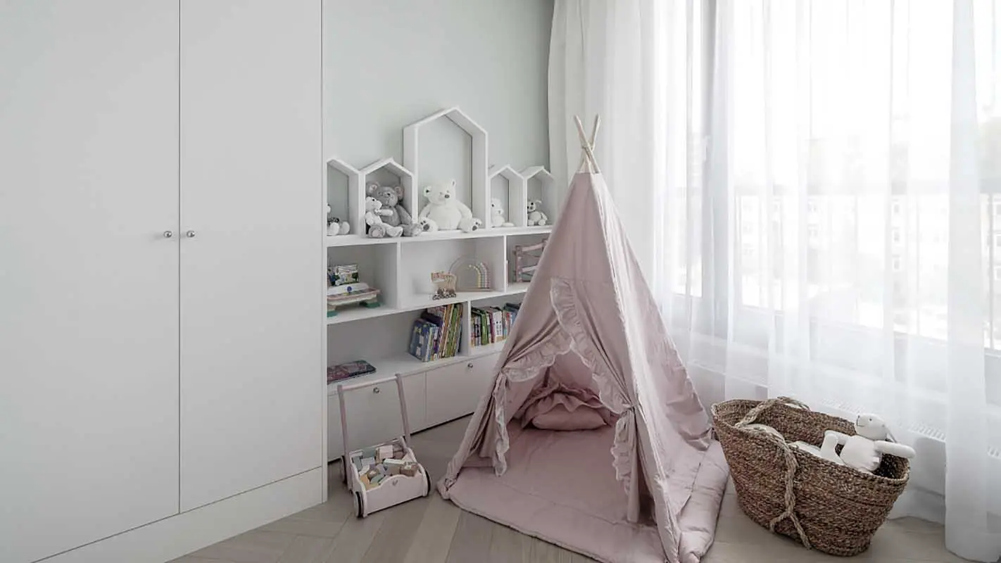 Pokój dziecięcy z namiotem tipi | proj. Marika Kafar Autorska Pracownia Architektury Wnętrz