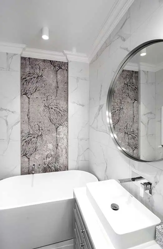 Mała łazienka z wanną wolnostojącą | proj. Marika Kafar Autorska Pracownia Architektury Wnętrz