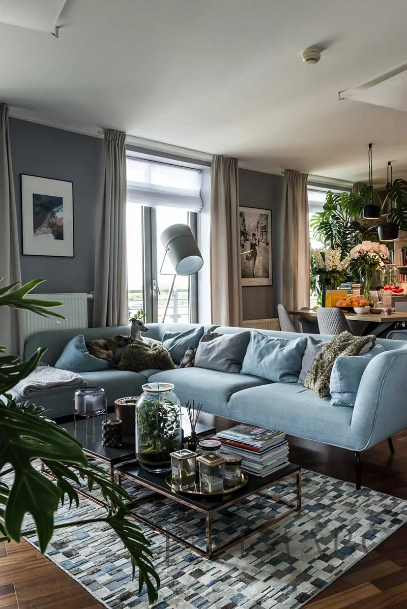 Tropiki i błękity w nieziemskim mieszkaniu | Proj: TIM Arc by TiM Grey