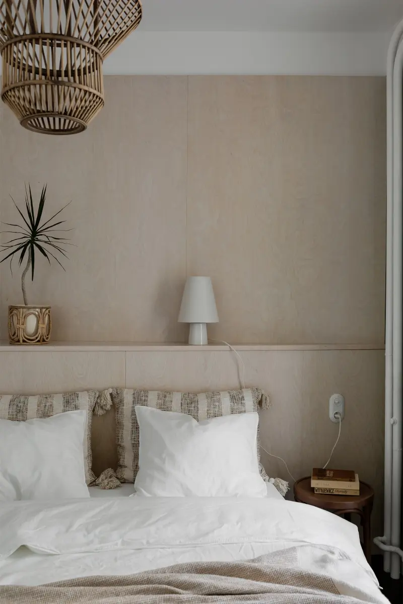 Naturalne tkaniny w sypialni. | Projekt: Agata Popieluch