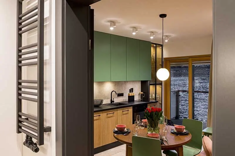 Mieszkanie w Białce Tatrzańskiej w soczystej zieleni | Projekt Ewa Tarapata Architekt Wnętrz