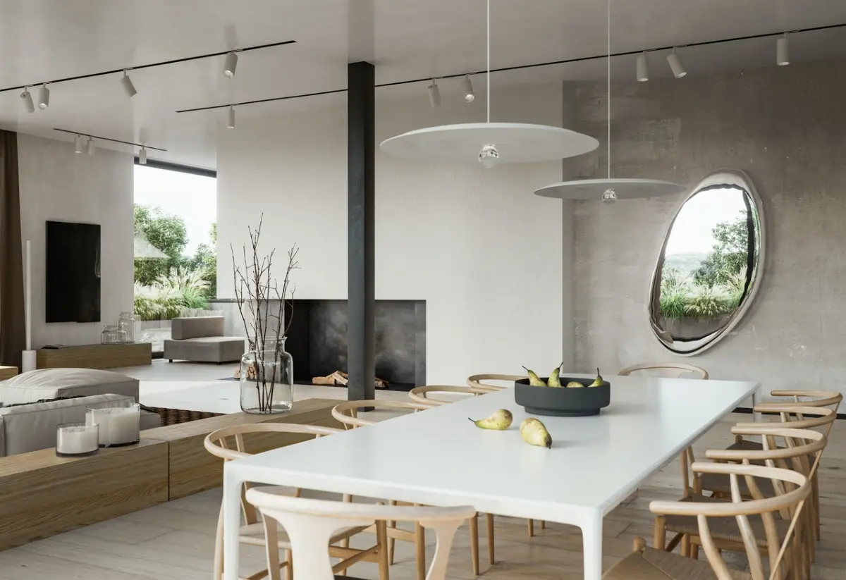 Raport trendów Pinteresta ogłasza japandi nowym minimalizmem. | Projekt: Studio O.; wizualizacje: Michał Nowak Wizualizacje