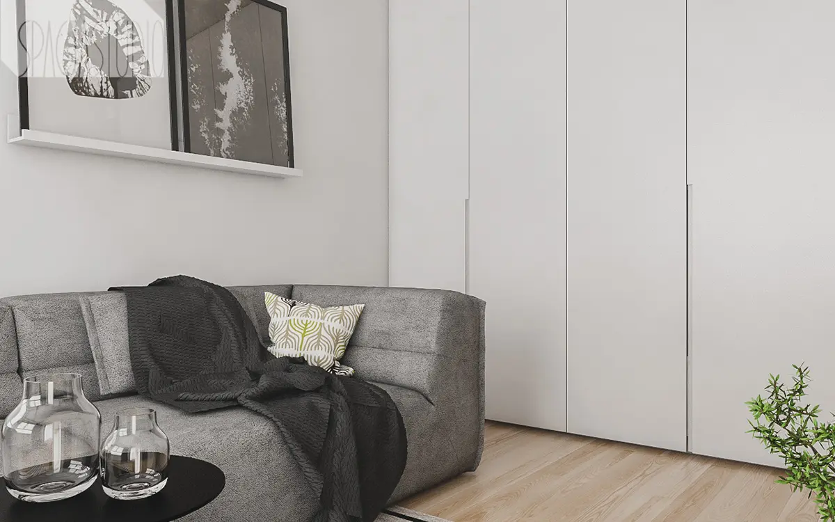 Salon i sypialnia w jednym | proj. Spacja Studio