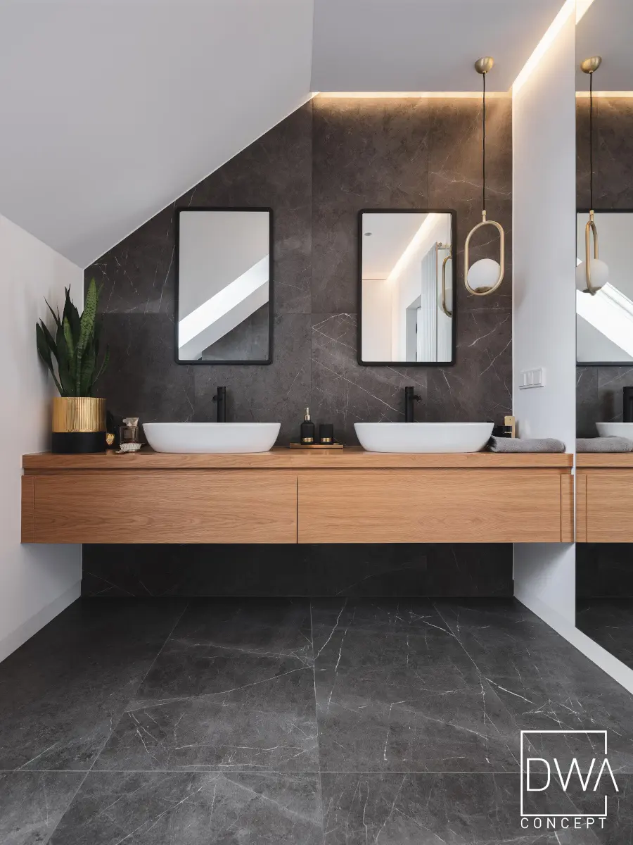 Łazienka na poddaszu | proj. DWAconcept | zdj. Przemysław Kuciński ( niewformie.pl)