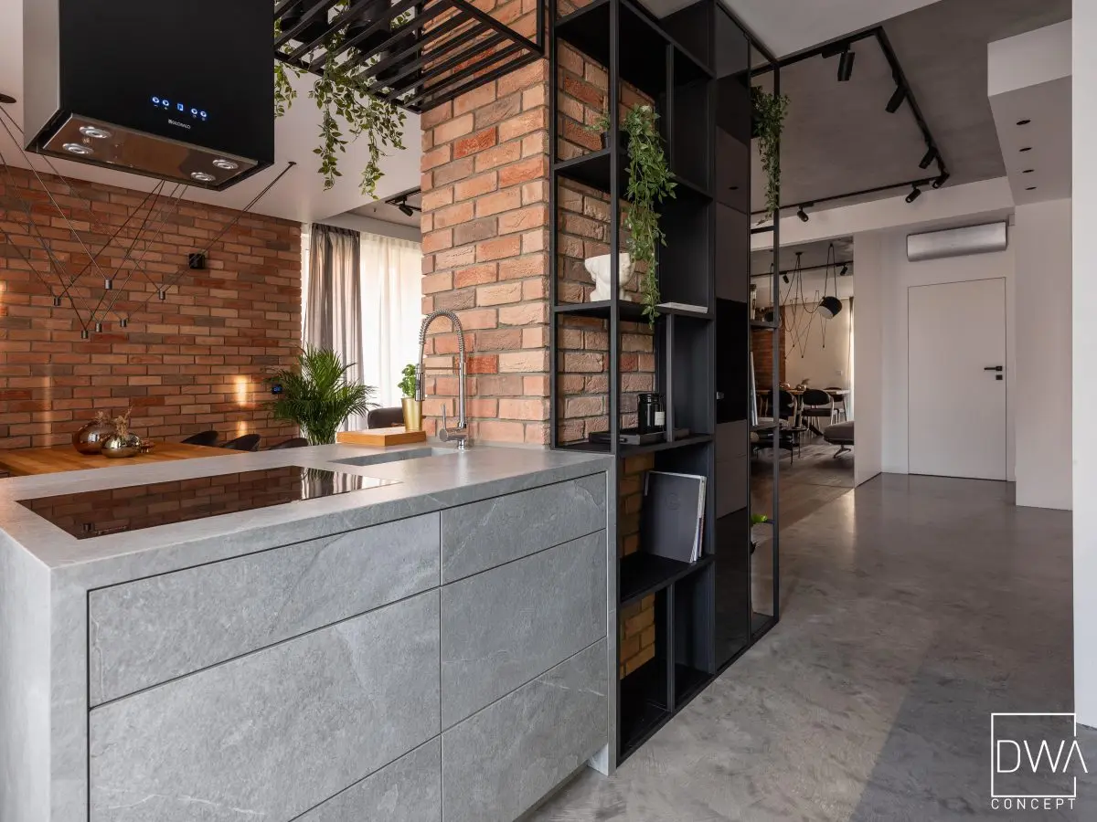 Wyspa wykonana ze spieków kwarcowych | proj. DWAconcept | zdj. Przemysław Kuciński ( niewformie.pl)