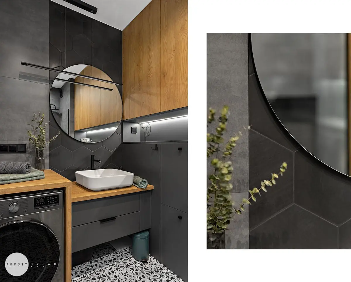 Szaro - drewniana łazienka | proj. Prosty Układ, zdj. DEKORIALOVE