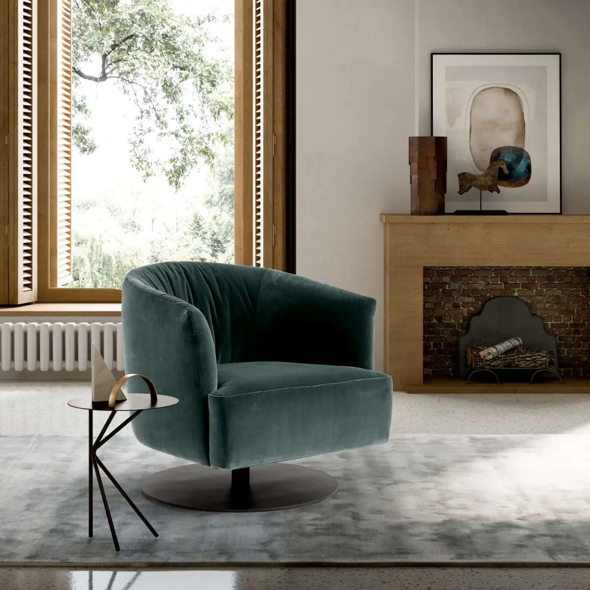 Fotel zielony welurowy Nicoline