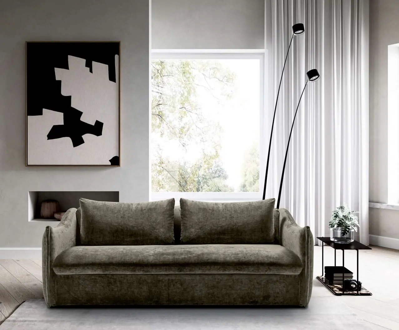 Sofa zielona, rozkładana Nicoline