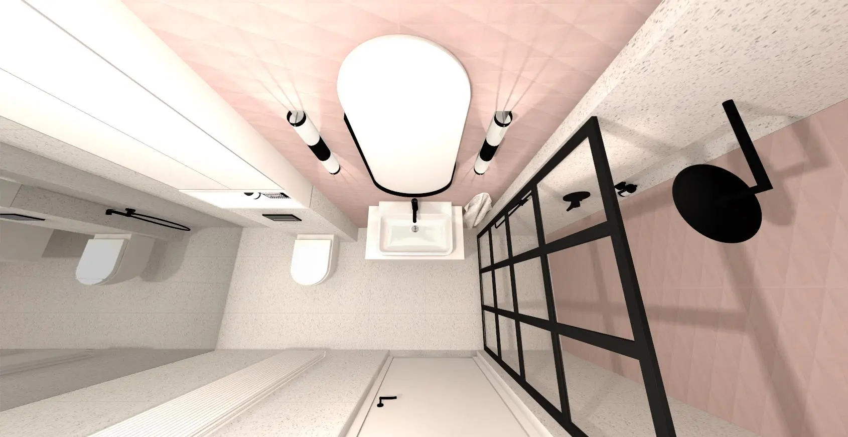 Różowo szara łazienka | Armatura i ceramika Hushlab