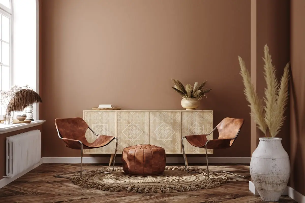 wnętrza w kolorach czekoladowego brązu