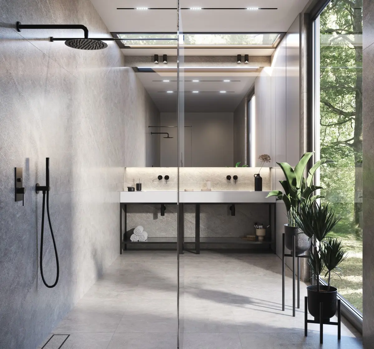 Czarna armatura z linii Siena Black polskiej marki HushLab w projekcie łazienki