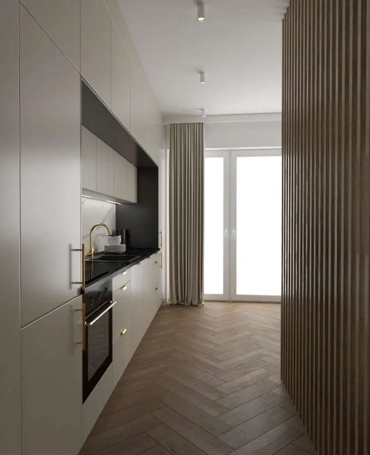 Drewniana podłoga ułożona w jodełkę | Projekt: AVO