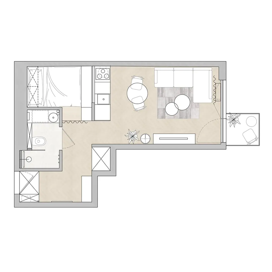 Rzut mieszkania | Iga Żywica i Paulina Januszkiewcz | Mood-studio