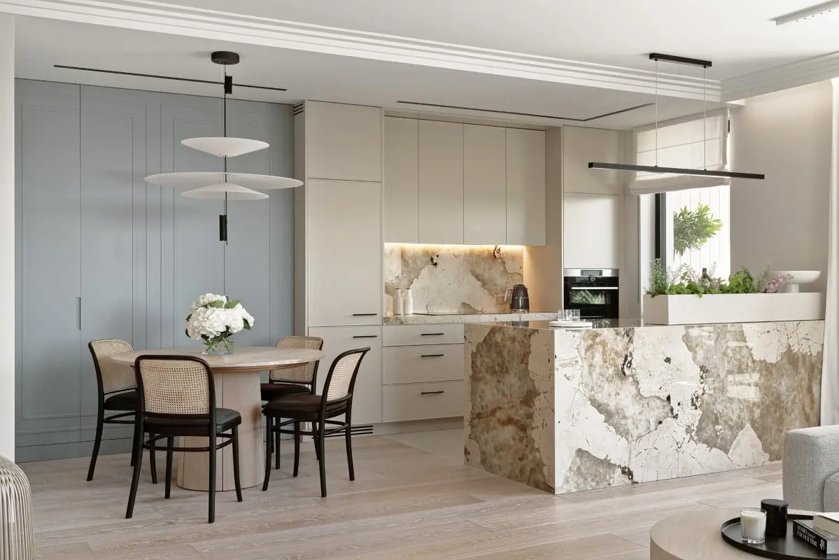 wyspa z płytek wielkoformatowych