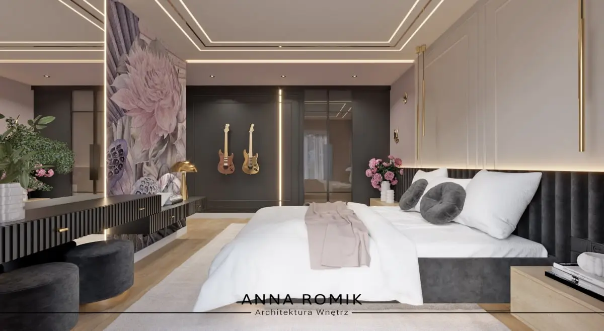 sypialnia w klimacie glamour