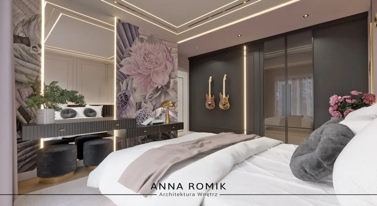 sypialnia w klimacie glamour