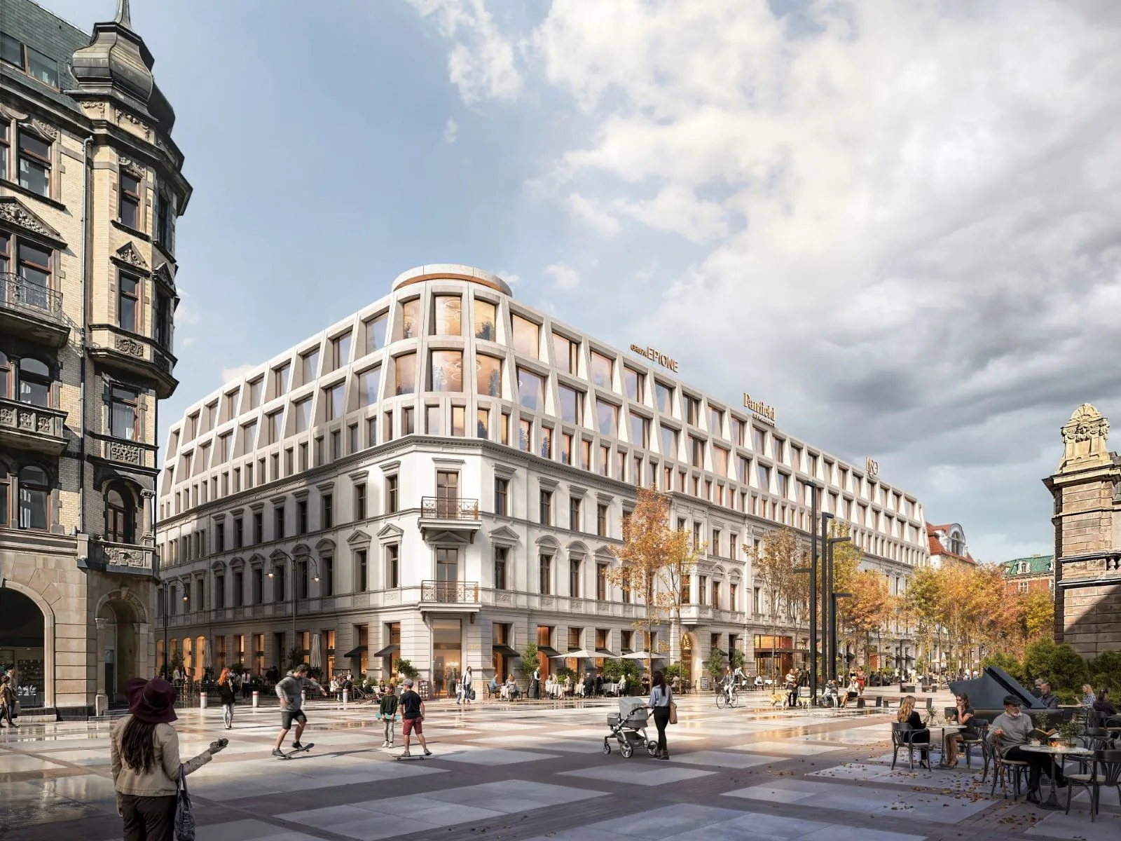 Narożnik Placu Dworcowego i ul. Dyrekcyjnej (KONIOR STUDIO).