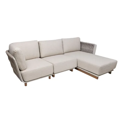 Solis Kompletna sofa 3 elementy szezlong prawa tkanina FONTELINA nki aluminiowe