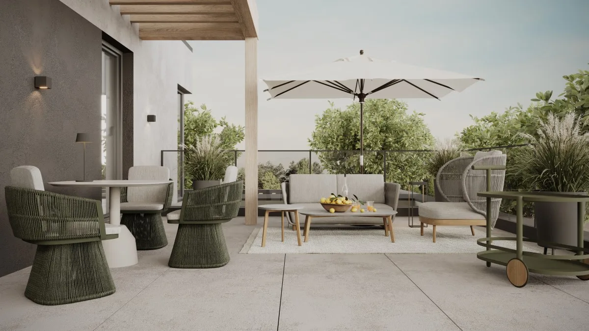 Duży taras w stylu nowoczesnym