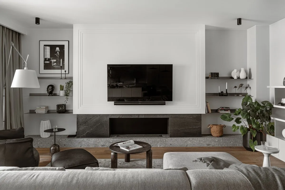 salon w szarościach