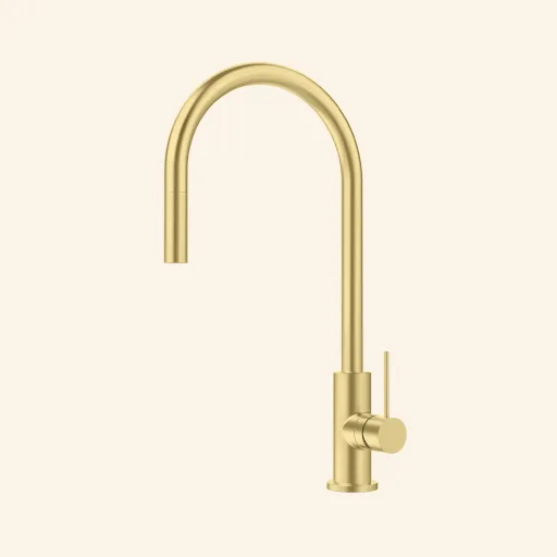 Kitchen Icons Bateria kuchenna z wyciąganą wylewką złoto szczotkowane PVD