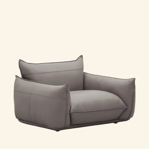 Pelle fotel wypeniony pierzem skra naturalna 124x98x74 kolor DOVE